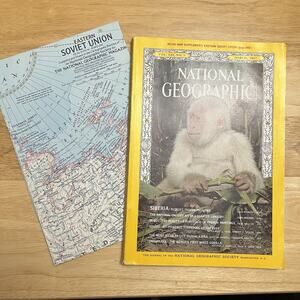 Vintage National Geographic March 1967 Art Squids Guadalajara White Gorilla Map